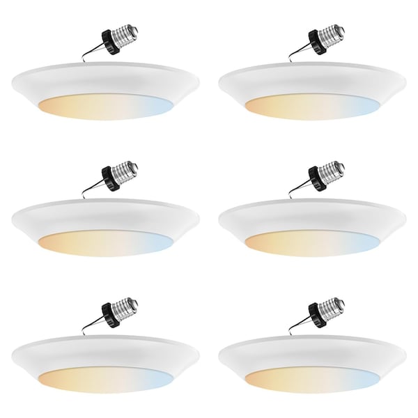 Sunlite 6-in Round 10W CCT Switch 27K/30K/35K/40K/50K Dimmable Flush Light Hardwire/Retrofit Fixture , 6PK 41869-NS - main